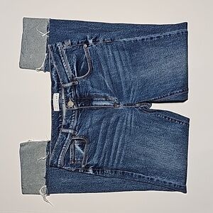 LOFT Womens Modern Straight Jeans Sz 2/26 Blue Cropped Capri Cuffed Medium Wash